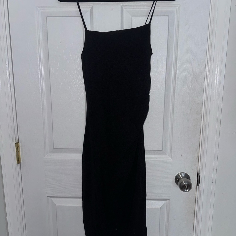 Zara Black Midi Dress with Spaghetti Straps